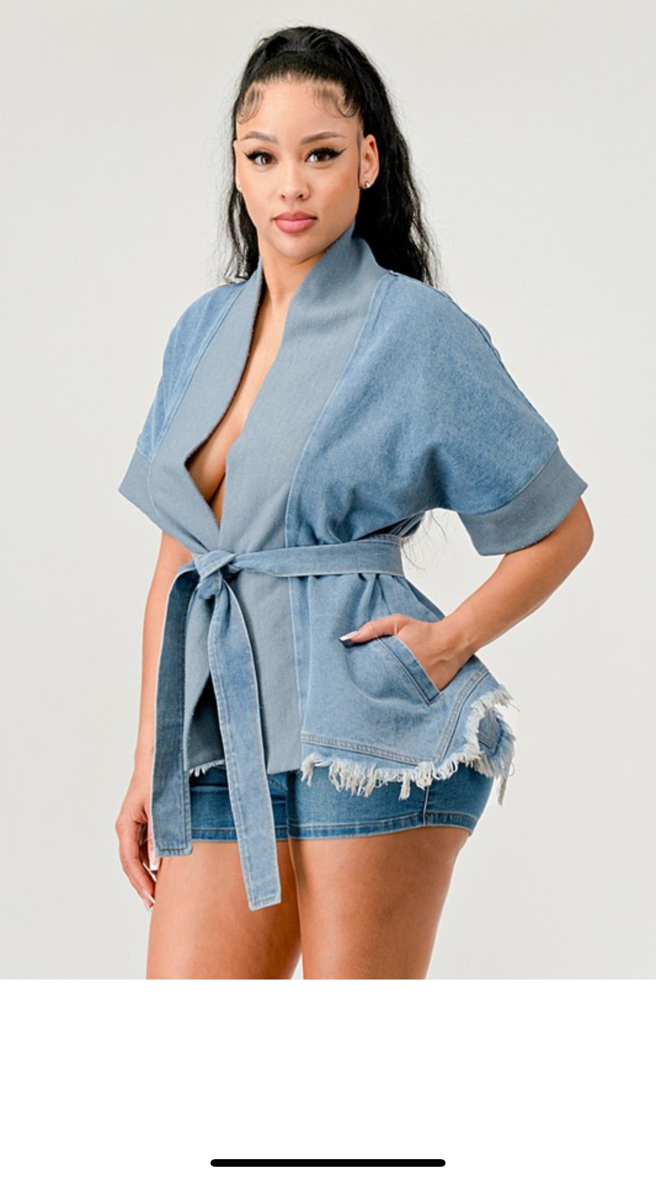 Draped in Denim Wrap Jacket