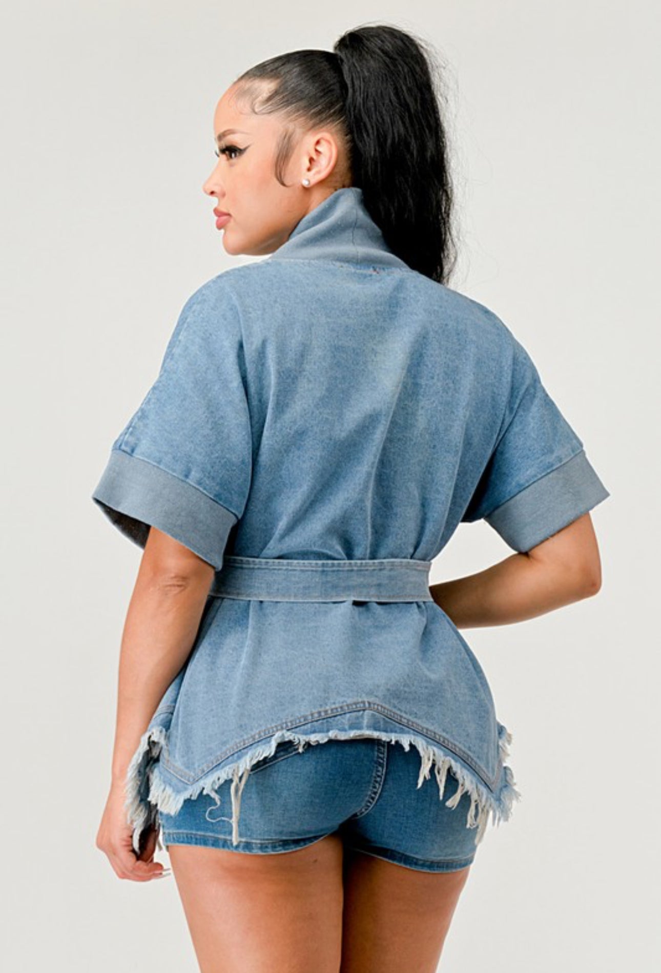 Draped in Denim Wrap Jacket