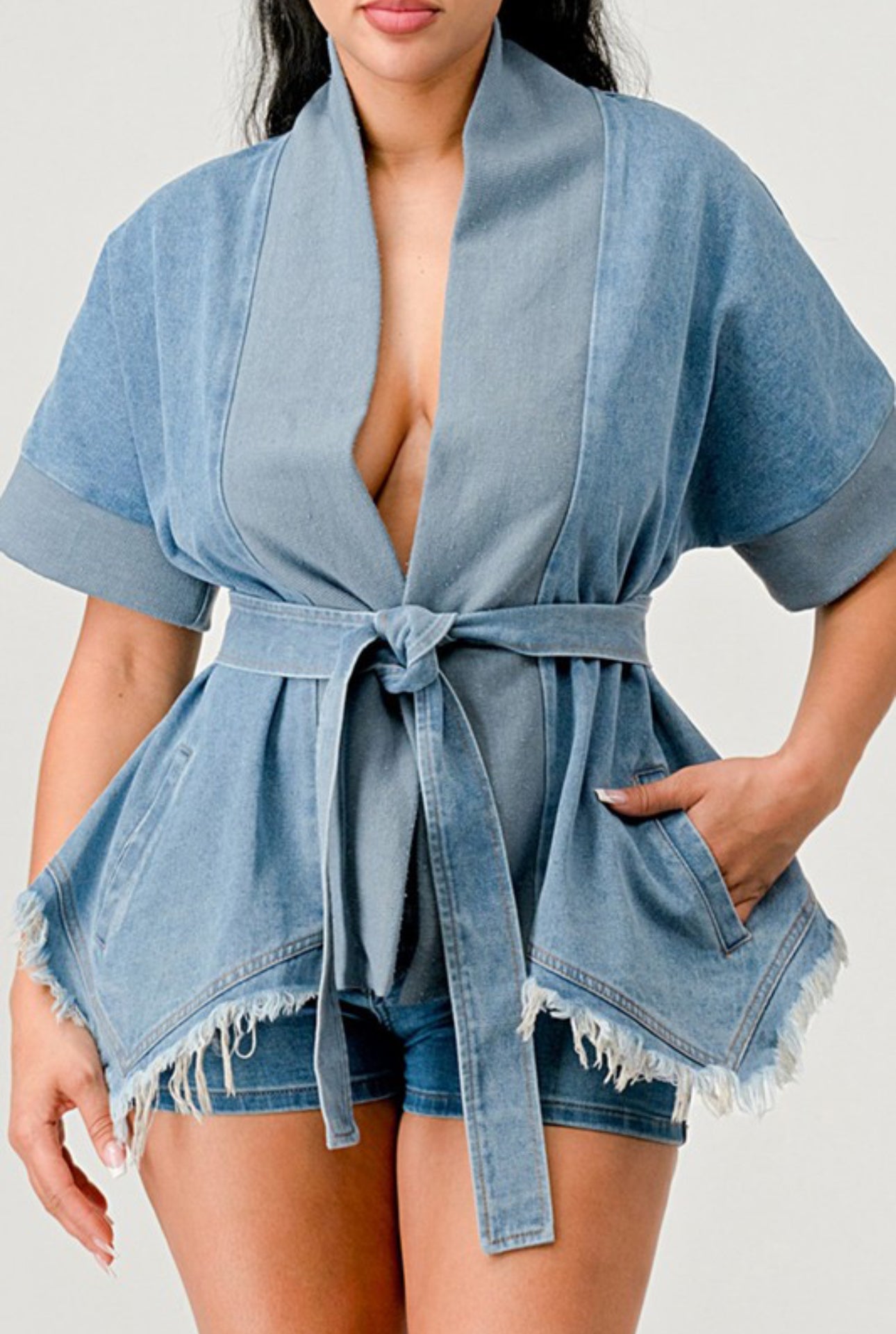 Draped in Denim Wrap Jacket